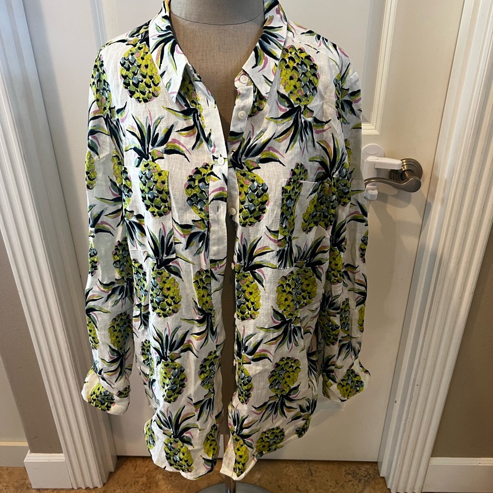 Pineapple Print Button-Up Shirt